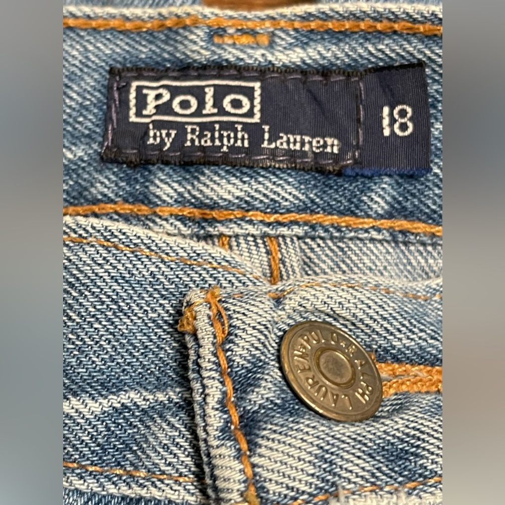 Polo Ralph Lauren 5-Pocket Vintage Light Denim Jean Boys Shorts Size 18 - Picture 6 of 8